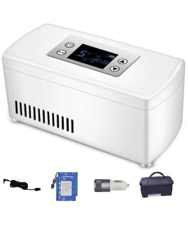 Portable Fridge Insulin Refrigerated Box with Battery Car Travel Home Mini Medicine Refrigerator and Insulin Cooler Suitable for Insulin Interferon Eye Drops Storage 2batteries