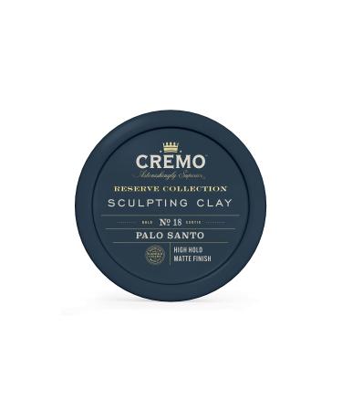 Cremo Premium Barber Grade Hair Styling Palo Santo (Reserve Collection) Sculpting Clay, High Hold, Matte Finsh, 4 Oz Reserve Collection Sculpting Clay