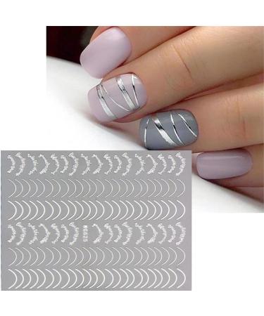 Dornail 6 Sheet Metallic Nail Stickers - Self-Adhesive Gold, Silver, Rose Gold Curve Stripes for Nail Designs and Art Decorations - Buy Online on SooperMarket.com