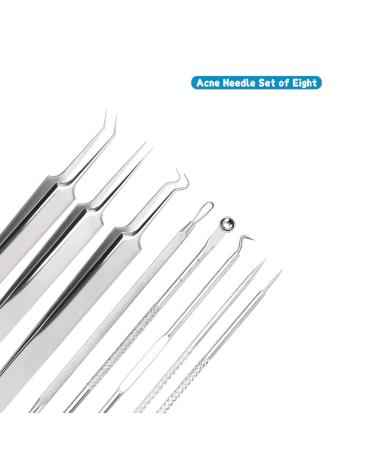 8-Piece Acne Needle Set - Blackhead & Pimple Remover - Professional Beauty Tool for Home & Salon - Silver - Buy Online on SooperMarket.com