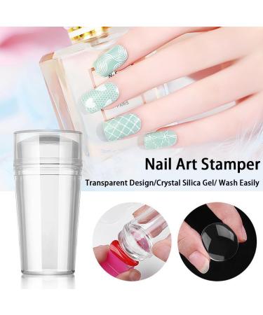 MINAYANLEO 8 Pcs Nail Art Stamper Kit - Transparent Jelly Stamper with Scraper and Brushes for Manicure DIY - Buy Online on SooperMarket.com
