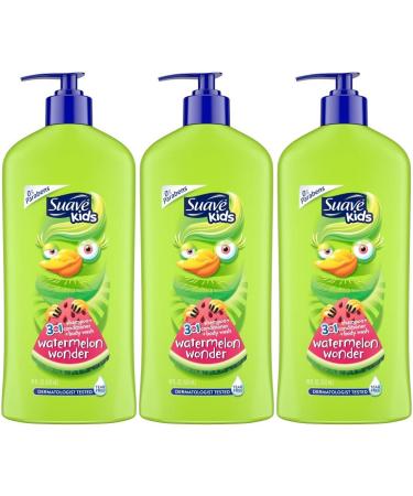 Suave Kids Watermelon Wonder 3-in-1 Shampoo, Conditioner, Body Wash, 18 Ounce (Pack of 3)