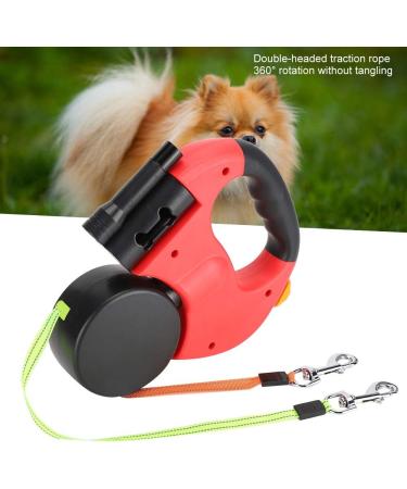3M Double Retractable Dog Leash with LED Light - Flexible Roller Leash for Two Dogs (Red) | International Shipping Available - Buy Online on SooperMarket.com