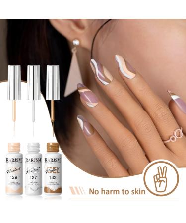 RARJSM Nude Liner Gel Nail Polish Set - 12 Colors 5ml with Thin Sharp Brush for Nail Art, Swirl Nails, and Striping - Soak Off, Curing Required - 12pcs Nude Color Set - Buy Online on SooperMarket.com