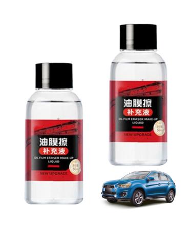 2Pcs Glass Oil Film Remover 50ml Quick-Cleaning Car Glass Oil Film Cleaner Oil Film Remover for Car Window to Improves Clarity Stain Remover for Car Oil Film Cleaning Brush