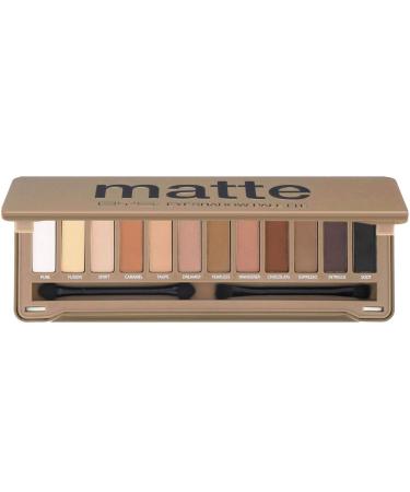 BYS 12 Shade Matte Eyeshadow Palette Tin Collection with Mirror  Double Ended Applicator and Blender  Nude and Smoke