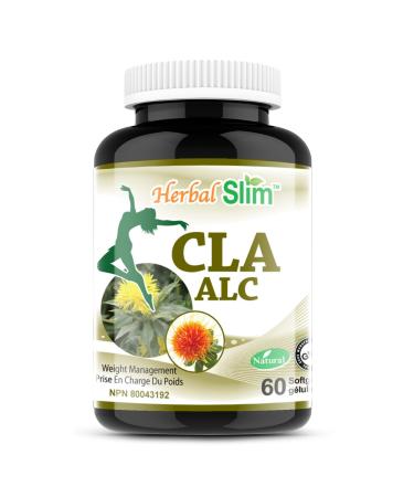 Herbal-Slim CLA - 1000 mg - Pure Safflower Oil Source - Conjugated Linoleic Acid Supplement (60 Softgels)