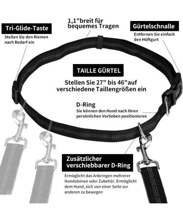 Premium Adjustable Dog Leash - Dual Grip Reflective Walking & Jogging Line with Feces Bag Dispenser for Large Dogs - Shock-Damping Design in Black/Blue - Buy Online on SooperMarket.com