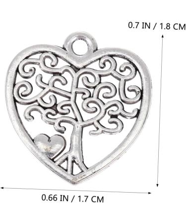 50pcs Pendant Jewel Earrings Heart Earring Retro Charms Alloy Hanging Ornaments Key Chain Hollow Out 1.8X1.7cm Silver - Buy Online on SooperMarket.com