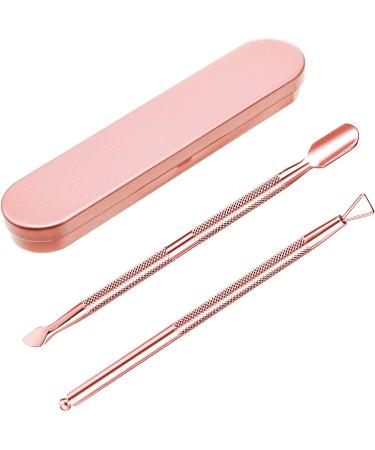 Cuticle Pusher Remover Kit Stainless Steel Triangle Cuticle Peeler Scraper and Double Ended Cuticle Pusher Cutter Spoon Nail Cleaner Gel Nail Polish Nail Remover Tools (Rose Gold)