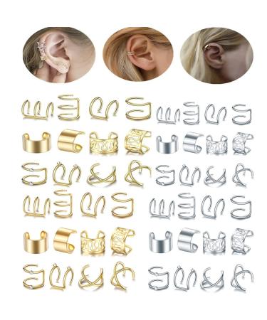 48Pcs Gold Silver Hair Braids Dreadlock Beads Cuffs Clips for Women Men - Non-Piercing Ear Beard Hair Accessories - Buy Online on SooperMarket.com
