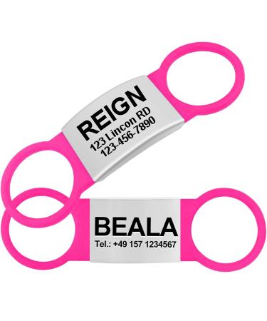 Tagme 2 Pack Dog brand/dog brand with engraving for dogs for small and medium -sized dog breeds personalized bright pink m (2 pack) bright pink