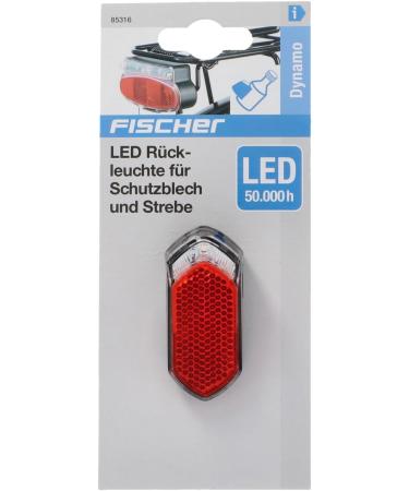 Fischer Bicycle Dynamo LED Rear Light with Reflector | IP44 Waterproof StVZO Compliant Easy Mount for Sheet & Strut Fastening - Buy Online on SooperMarket.com