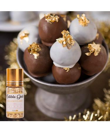 100mg 24k Edible Gold Flakes - Pure Gold Sprinkles for Cake Decorating, Skin Care & Food Coloring - 0.0035oz Pack - Buy Online on SooperMarket.com
