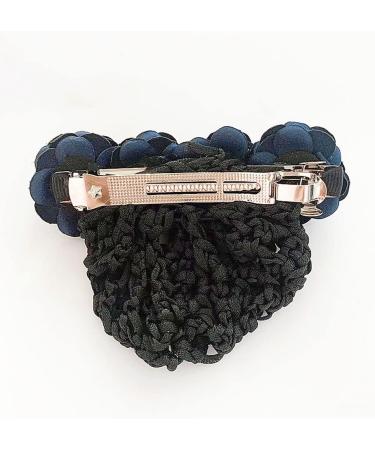 Rose Spring Clip Fine Net Navy Blue Bun Cover | Lace Hair Bun Bow Crochet Snood Hair Accessories for Women - Buy Online on SooperMarket.com