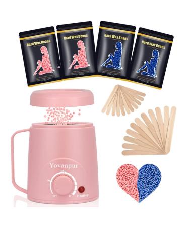 Waxing kit for women - Yovanpur Mini Waxing Kit Wax Warmer for Hair Removal  Portable Hard Wax Kit with 14oz Hard Wax Beads  Brazilian Bikini Wax Kit for Face Armpit Eyebrow at Home Pink