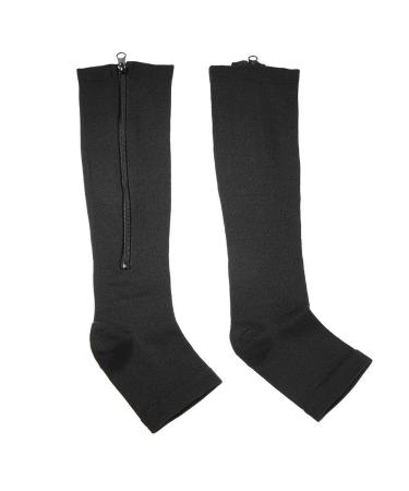 Compression socks compression socks with zipper compression stockings for men and women Sports Calf Knee Support Varicose Relief Socks (black-l/XL)