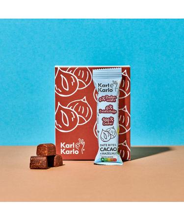 Karl Karlo Fruchtriegel hazelnut- 6 x 35g |Vegan sweets based on date |Vegan snack without additives gluten -free Nutri score A |Dried cranberries acerola hazelnut 6 pieces (1 Pack)