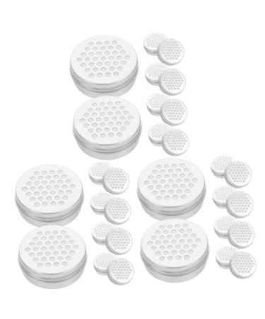 PopetPop Dog leash 30 pieces of hollow aluminum box with thread cosmetic-test dose Diffusor Round aluminum dose Dog fragrance training set Round stand practical aroma diffuser tool 2.6x6.8cmx3PCs silver 2x3stk