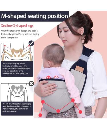 HINATAA Breathable Baby Sling | Adjustable Baby Carrier Wrap for 0-36 Months | Quick Dry & Thick Shoulder Straps | Grey - Buy Online on SooperMarket.com