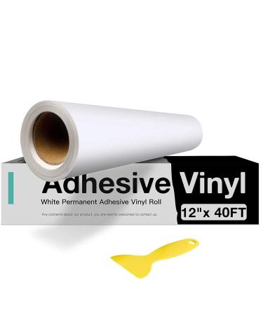White Permanent Vinyl  White Adhesive Vinyl for Cricut - 12 x 40 FT White Vinyl Roll for Cricut  Silhouette  Cameo Cutters  Signs  Scrapbooking  Craft  Die Cutters Matte White