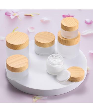 6 Pack Glass Jars with Wooden Lid - 15ml Cream Containers for Cosmetics Lip Balm & Lotions - Travel-Friendly Sample Jars - Buy Online on SooperMarket.com