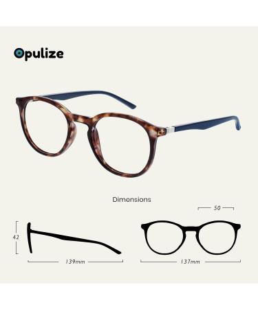Opulize Met Reading Glasses 4-Pack - Slim Round Frame Scratch-Resistant Tortoise & Blue - +3.00 Diopters for Men & Women - Buy Online on SooperMarket.com