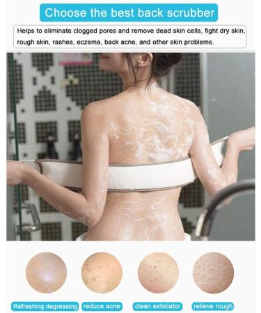 Loofah Back Scrubber for Shower - Natural Flax Exfoliator for Acne - Long Dual-Sided Bath Scrubber for Deep Cleanse - Men/Women - Buy Online on SooperMarket.com