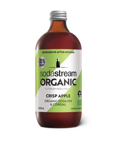 SodaStream Flavours Organic Apple Drink Mix Fizzy Drink Maker Concentrate Aspartame Free SodaStream Syrup Vegan Appleade Sparkling Water Flavouring Low Sugar Fizzy Apple - 1x 500ml Bottle Crisp Apple
