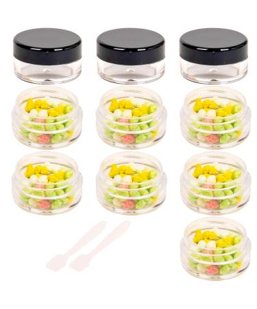 10 Pcs Empty Plastic Cosmetic Jars 10ml Sample Containers Pots Bottles sample pots for cosmetics Travel Cosmetic Jar Pots with Lids travel pots for cream travel cream pots for toiletries Black-10pcs-10ml