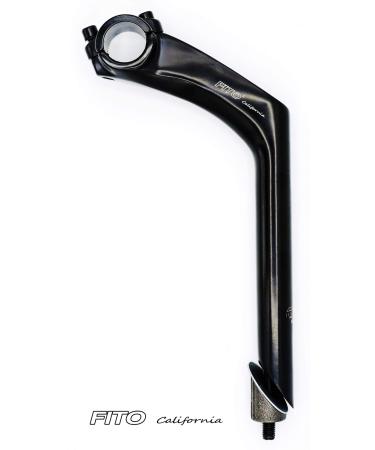 Fito Aluminum Alloy Handle Bar Stem - TWIN 2 BOLT - Gooseneck, Handle bar: 25.4mm, Frame: 22.2mm, for Beach Cruiser Bikes, BMX Bikes, Comfort Bikes, (Black)