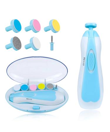 Woeau Baby Nail Clippers - Reusable Baby Nail File with LED Light for Safety Baby Nail File Electric with 6 Grinding Heads for Polishing Toenails of Newborns Toddlers and Adults Reusable
