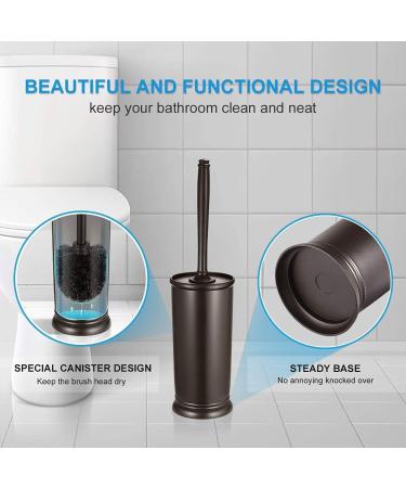 Toilet Bowl Brush Holder Set: 2 Pack Modern Deep Cleaning Bathroom Toilet Scrubber with Caddy for rv - Rim Decorative Accessories Cleaner Brushes for Toilet - Bronze A-bronze - Buy Online on SooperMarket.com