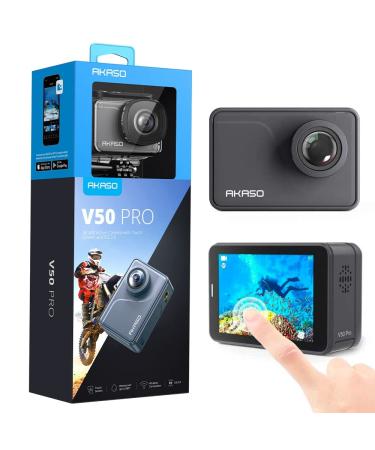 AKASO V50 Pro Native 4K30fps 20MP WiFi Action Camera with EIS Touch Screen 100 feet Waterproof Camera Web Camera Support External Mic Remote Control Sports Camera with Helmet Accessories Kit Gray