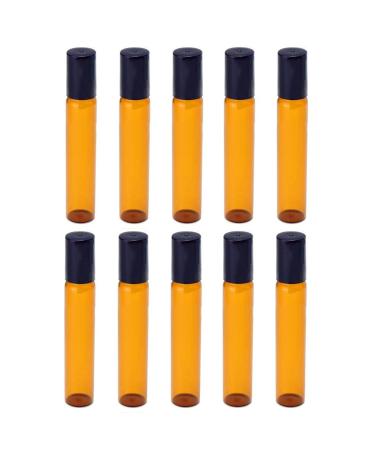 Bodhi2000 10 x empty refillable amber-colored glass rolls with stainless steel scooter for essential oil aromatherapy perfume and lip balm 5 ml/10 ml