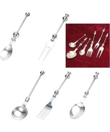 Funny Cake Bread Forks Bead Stringing Round Spoon Stainless Steel Dessert Forks Multi-Functional Kitchen Tool Fruit Fork Bead Stringing Fork - Buy Online on SooperMarket.com