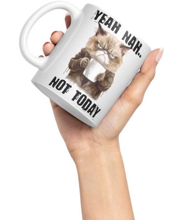 Vixar Yeah Nah.. Not Today Cat Gift Sarcastic Joke Ceramic Coloured Mug Cup for Tea Coffee Hot Brew 330ml 11Oz (White) - Buy Online on SooperMarket.com