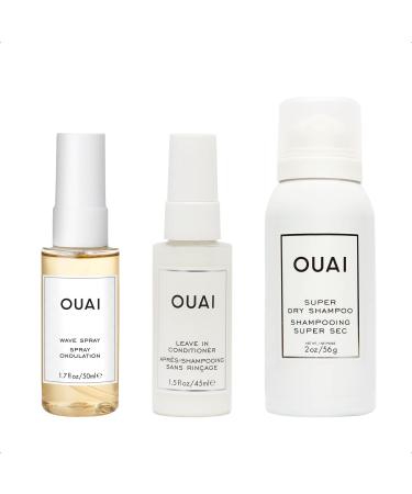OUAI Leave In Conditioner Travel Size + Super Dry Shampoo Travel Size + Wave Spray Travel Size