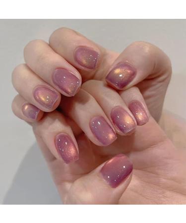 Purple Glitter Gel Nail Polish Cat-Eye Gel Nail Polish Magnet Glitter Crystal Snowlight Gel Soak off UV Gel Nail Varnish 3D Sparkling Reflective Nail Polish for Nail Art