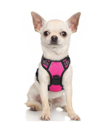rabbitgoo dog harness Small dog anti -train dishes dog with control no pull adjustable dog dishes large dogs breathable reflex stripes breast harness dog safe guidance pink xs xs (1 Pack) pink