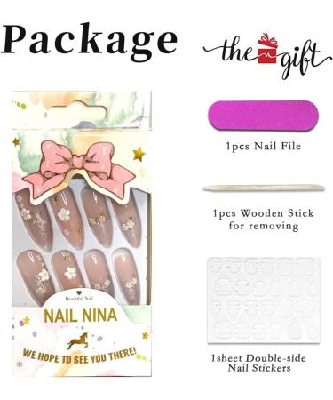 Golden Sequins Flower Press-on Nails for Women - Spring/Summer Nail Art DIY Kit - Buy Online on SooperMarket.com