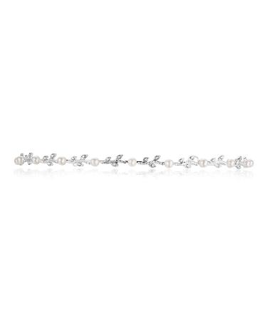 Vine Design Headband Tiara - Elegant Silver Plated Faux Pearls | T177 - Buy Online on SooperMarket.com
