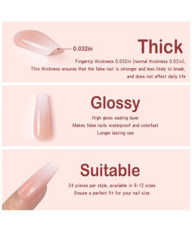 Yivaiks 24pcs Handmade Glitter Gradient Pink Press on Nails with Crystal Gem Design - Medium Length Ballerina Coffin Fake Nails for Banquets and Parties | Jelly Glue Acrylic Nails (GD-004) - Buy Online on SooperMarket.com
