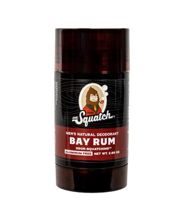 Dr. Squatch Natural Deodorant for Men – Odor-Squatching Men's Deodorant Aluminum Free - Bay Rum 2.65 oz (1 Pack)