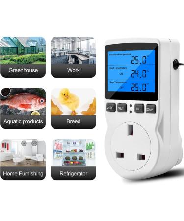 Diymore 220V Digital Temperature Controller Thermostat with Backlight LCD Screen - Ideal for Greenhouse, Farm, and Terrarium - Buy Online on SooperMarket.com