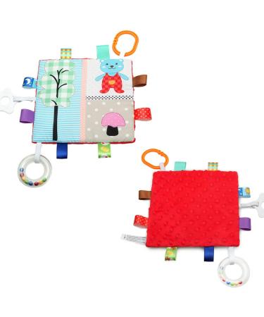 Baby Comfort Blanket with Tag Security and Teething Toys - Bear and Apple Red - Buy Online on SooperMarket.com