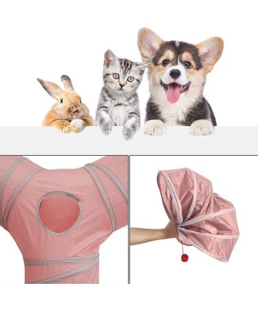 SunStyle Home 3-Way Cat Tunnel Toy with Peek Hole and Ball - Pink - Buy Online on SooperMarket.com