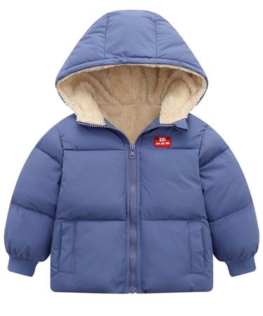 Kids4ever Baby Boys Girls Winter Coat Toddler Zipper Hooded Jacket Windproof Warm Fleece Outerwear Snowsuit with Two Pockets 12 Months-5 Years Royal Blue 3-4 Years