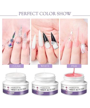 Gel Builder for Nails 3 Colours 20 g Clear Pink White Nail Extension Gel Kit Hard Gel for Nails Builder Nail Gel Kits with Nail Shapes and Acrylic Nail Brush for Nail Art Manicure - Buy Online on SooperMarket.com