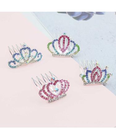 8 PCS Mini Crystal Rhinestone Princess Crown Hair Comb Set for Girls - Perfect Birthday Party Hair Decoration - Buy Online on SooperMarket.com